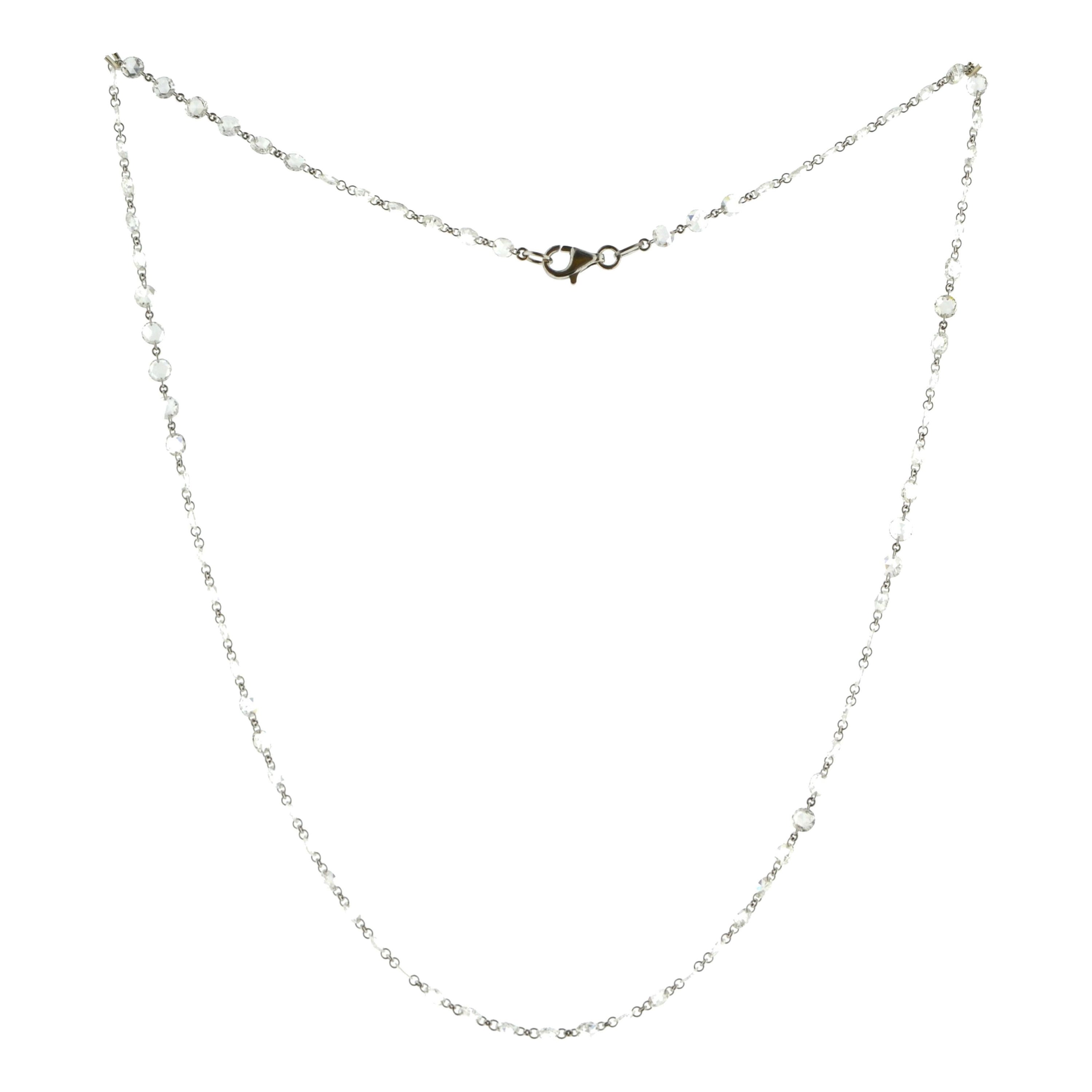 JR 6.70 Carat Rose Cut Diamond 18 Karat White Gold Necklace