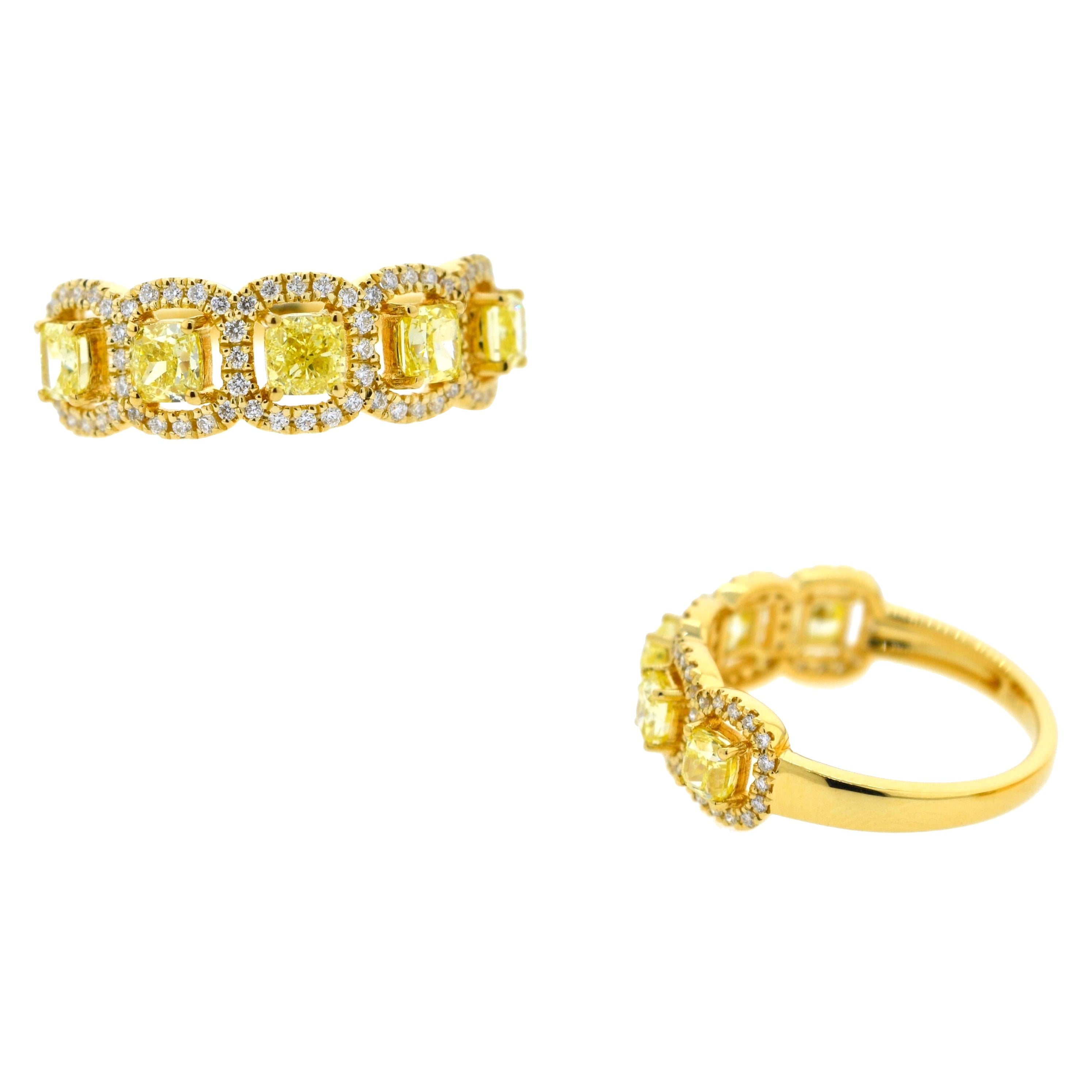Yellow Diamond Eternity Ring 18 Karat Yellow Gold  For Sale