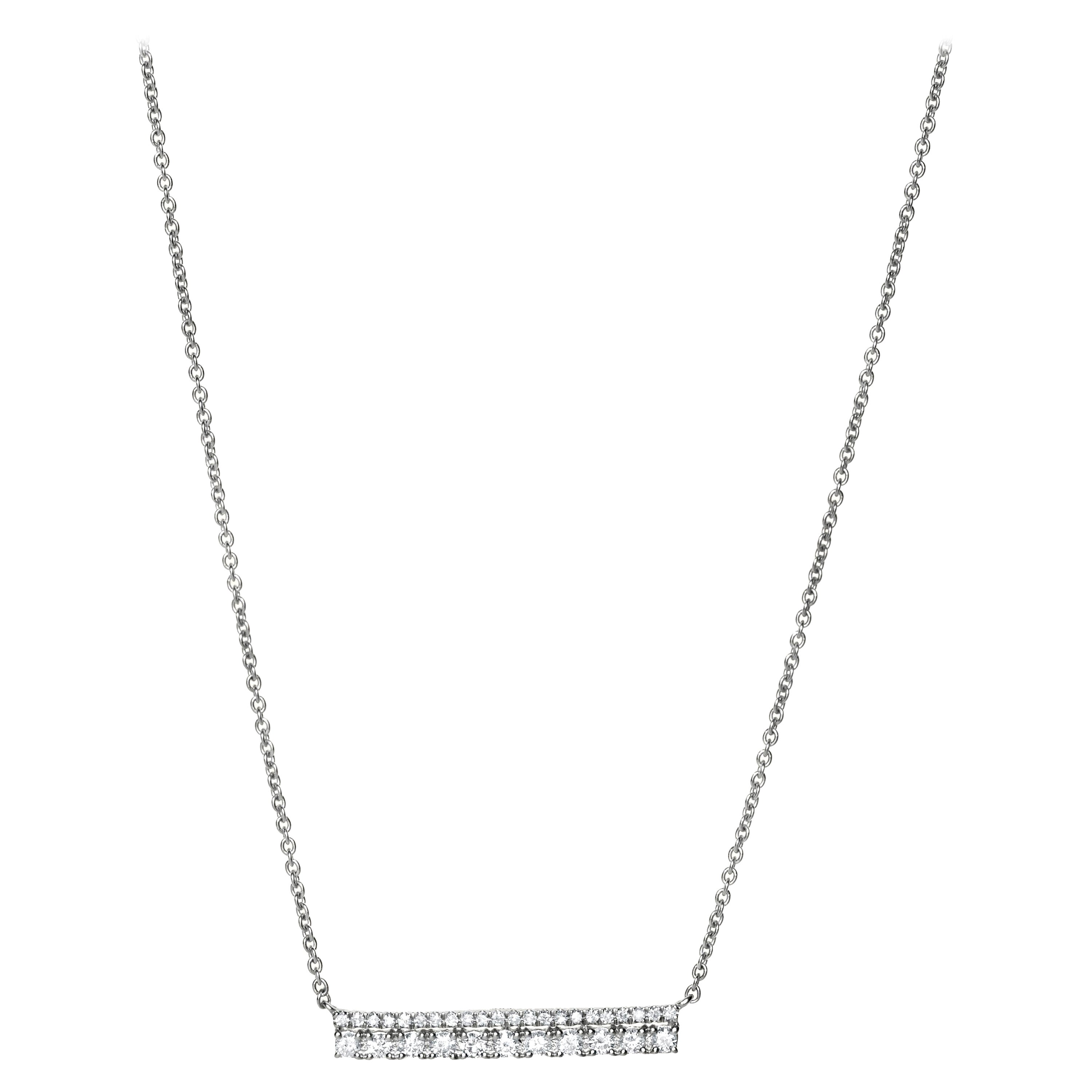 Luxle 0.32 Cttw, Round Diamond Rectangle Pendant Necklace in 18k White