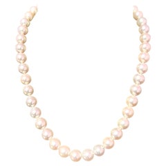 Tiffany & Co Estate Akoya Pearl Necklace Signature X 18k Gold 9.5 mm Certified