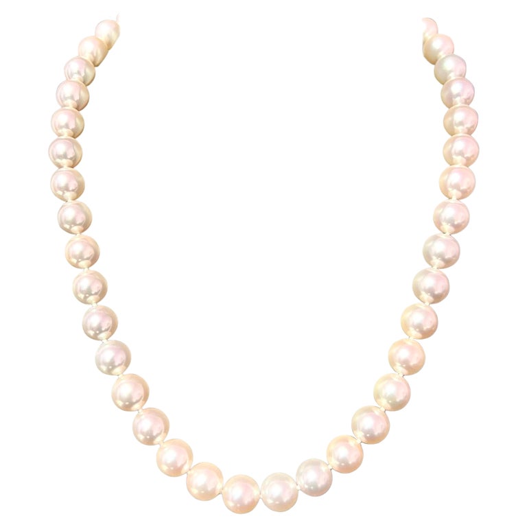 Tiffany and Co Estate Akoya Pearl Necklace Signature X 18k Gold 9.5 mm ...