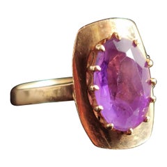 Vintage Amethyst Cocktail Ring, 9k Yellow Gold, 1970s