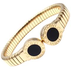 Bulgari Tubogas Onyx Gold Bangle Bracelet