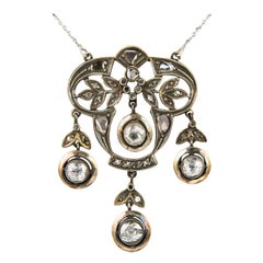 Collana vintage in stile vittoriano con diamanti taglio rosa da 5,30 carati circa