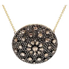 Collier pendentif de style victorien en diamants roses, bruts et ronds d'environ 5 carats