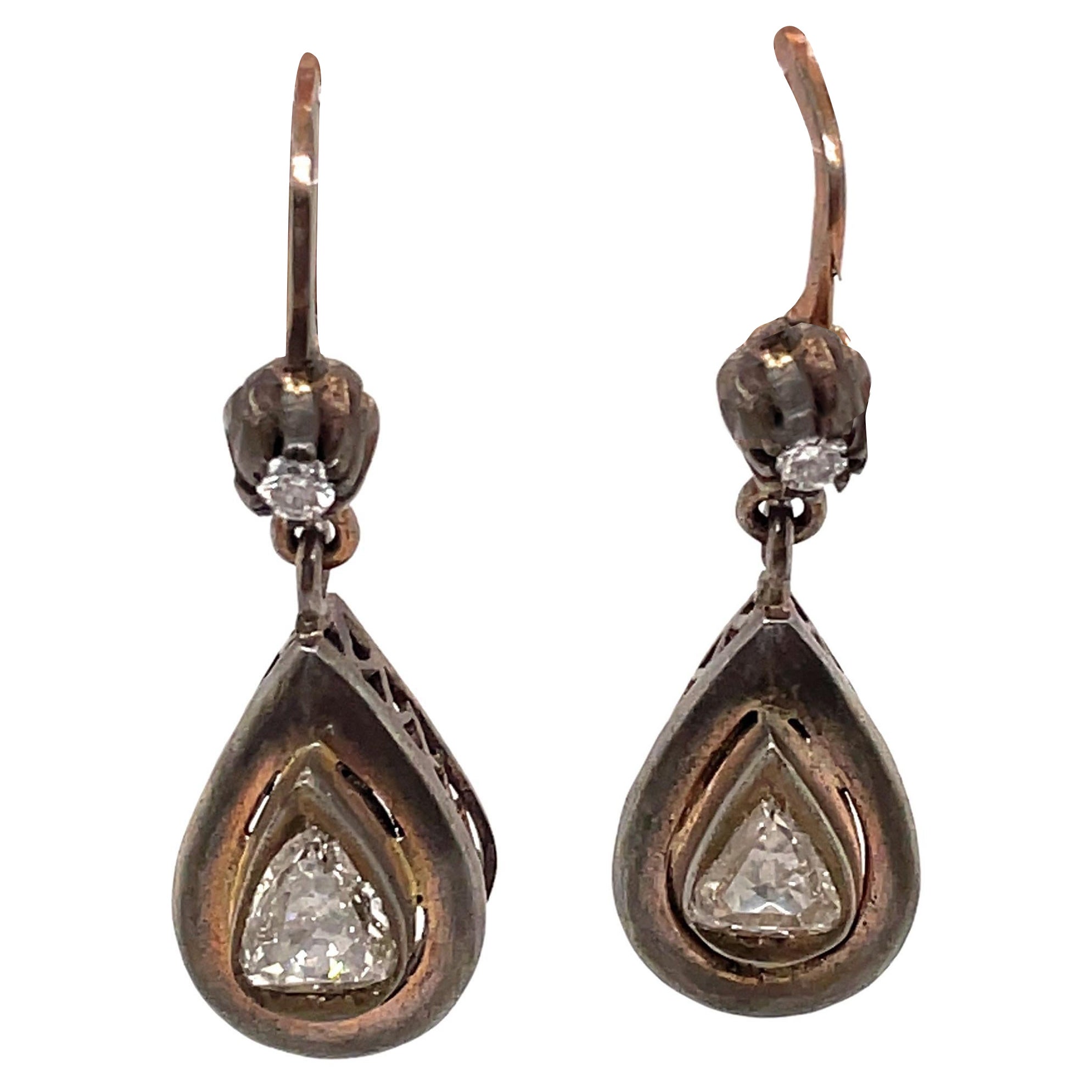 Victorian Style Diamond Drop Earrings For Sale