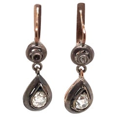 Victorian Style Rose Cut Diamond Drop Earrings