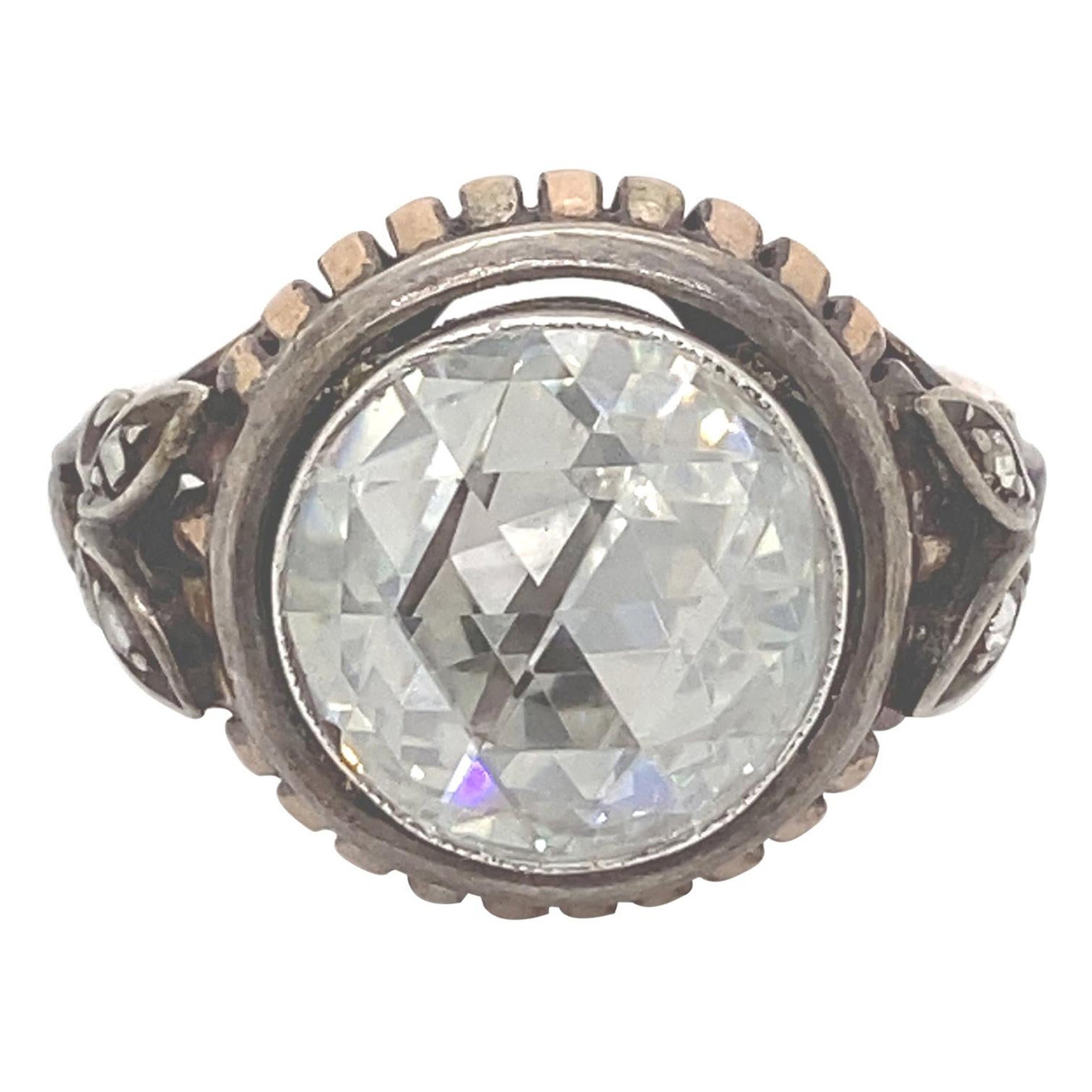 Vintage Victorian Style Apx 4.50 Carat Rose Cut Diamond Ring For Sale