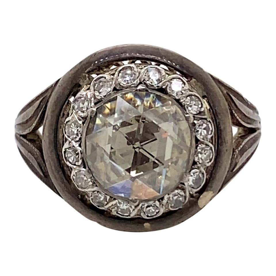 Vintage Victorian Style Apx 2 Carat Oval Rose Cut Diamond Ring For Sale ...
