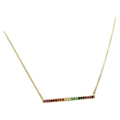 EF Collection 14K Yellow Gold Multi Color Stones Bar Necklace