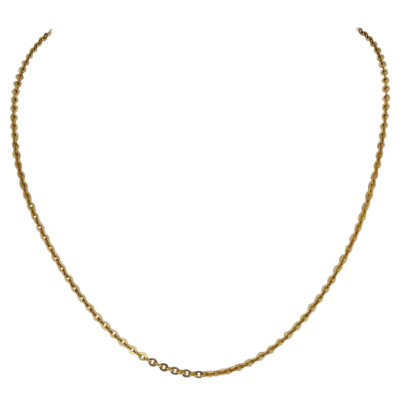 18 Karat Yellow Gold Solid Circle Cable Flat Link Chain Necklace Italy 