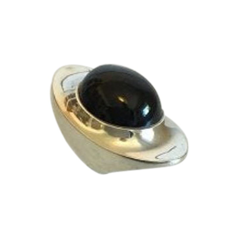 Jensen Sterling Silver Ring by Henning Koppel with Black Stone No