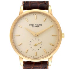 Patek Philippe Calatrava 18k Yellow Gold Porcelain Dial Mens Watch 3893