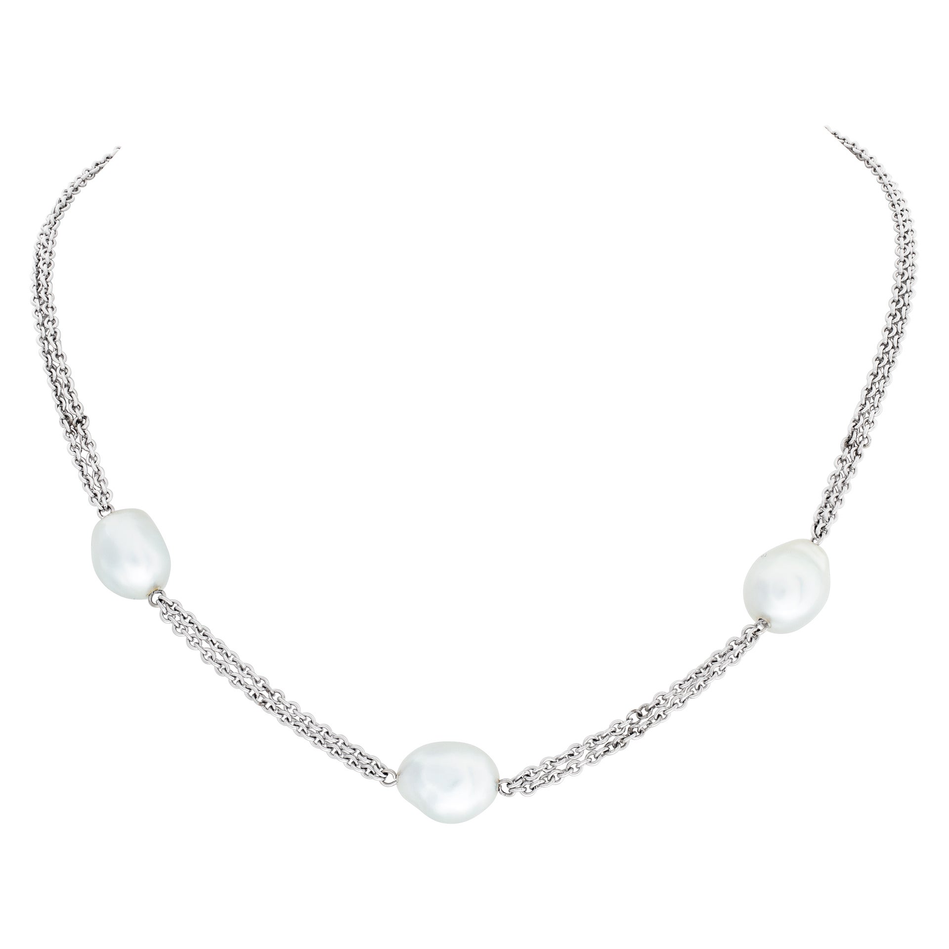 South Sea Pearl Necklace on 18k White Gold Chain For Sale