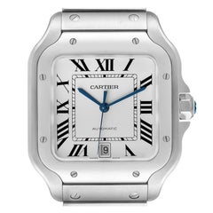 Cartier Santos Große Stahl-Herrenuhr WSSA0018 Box-Karte mit Silber Zifferblatt