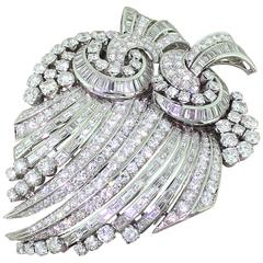 Art Deco 19.00 Carat Brilliant 
Baguette Cut Diamond Platinum Double Brooch