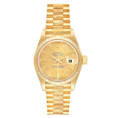 Rolex President Datejust Orologio da donna in oro giallo 18 carati finitura corteccia 69278