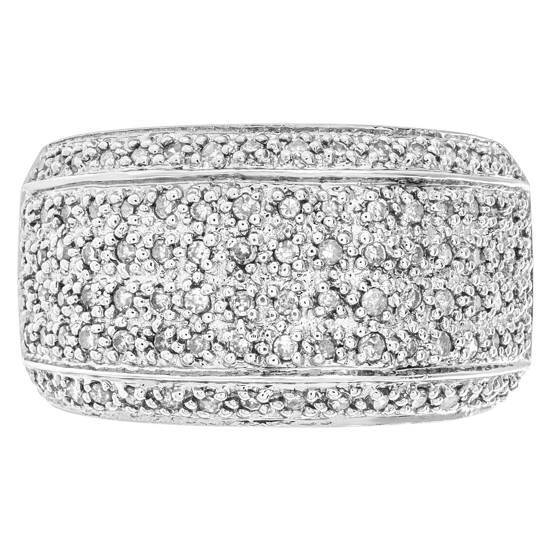 Pave Diamond Ring in 14k White Gold with Approx. 0.96 Carats in Diamonds For Sale