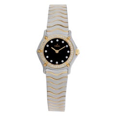 Vintage Ebel Classic 181033371 Watch, Diamond Bezel in 18k Gold, Stainless Steel Black