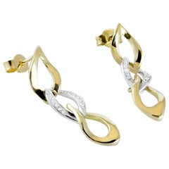 Annellino Italian Fine Jewellery Chain Drop Yellow Gold and Diamond Earrings