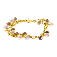 Vintage Beautiful Pearl Bracelet Set in 18k Yellow Gold