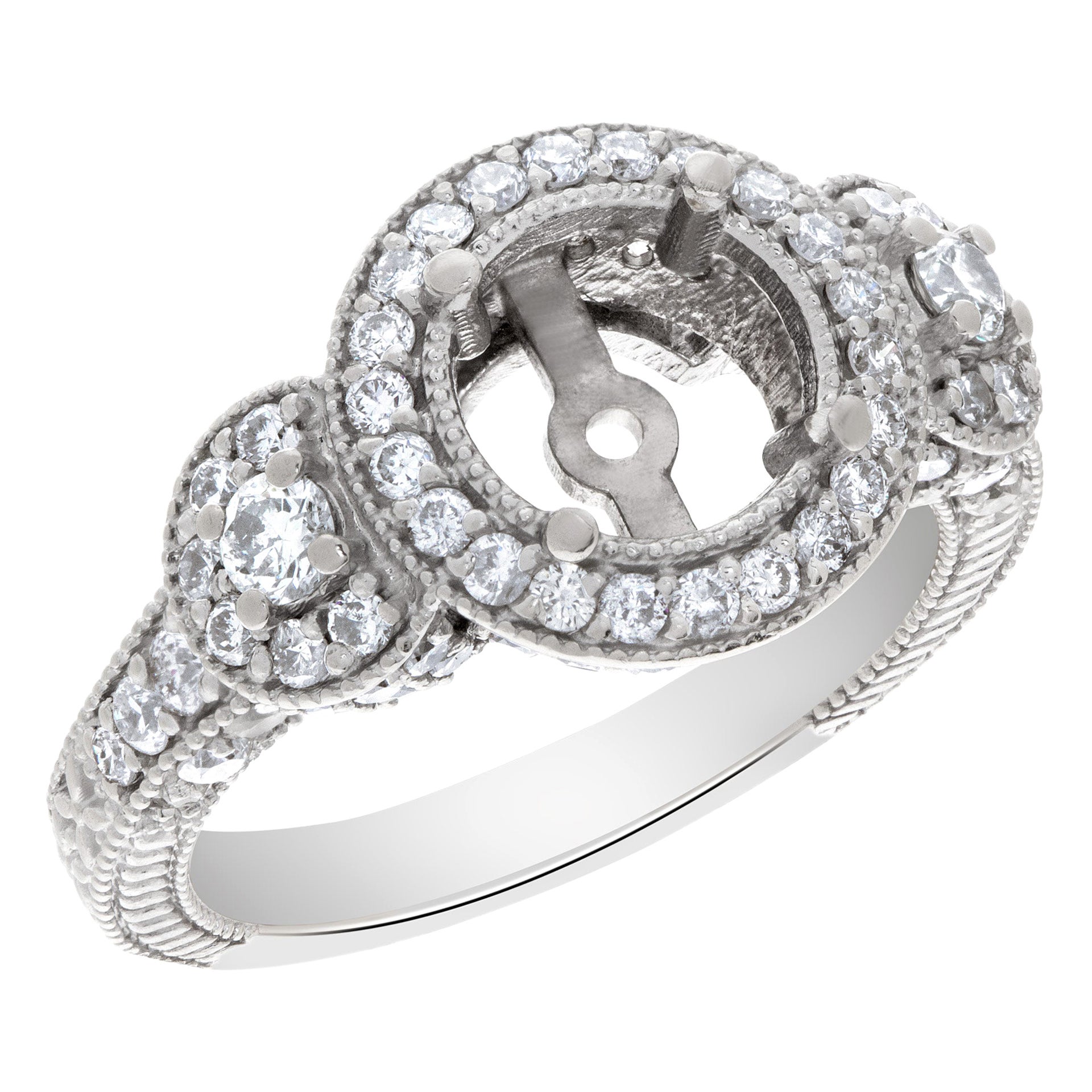 Diamond Ring with Approximately 1 Carat Full Cut Round Brilliant Diamonds, Set For Sale