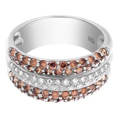 Vintage Chocolate brown and white diamond band in 18k white gold