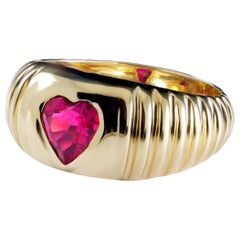 Annellino Italian Fine Jewellery Ruby Bezel Set 18kt Yellow Gold Signet Ring