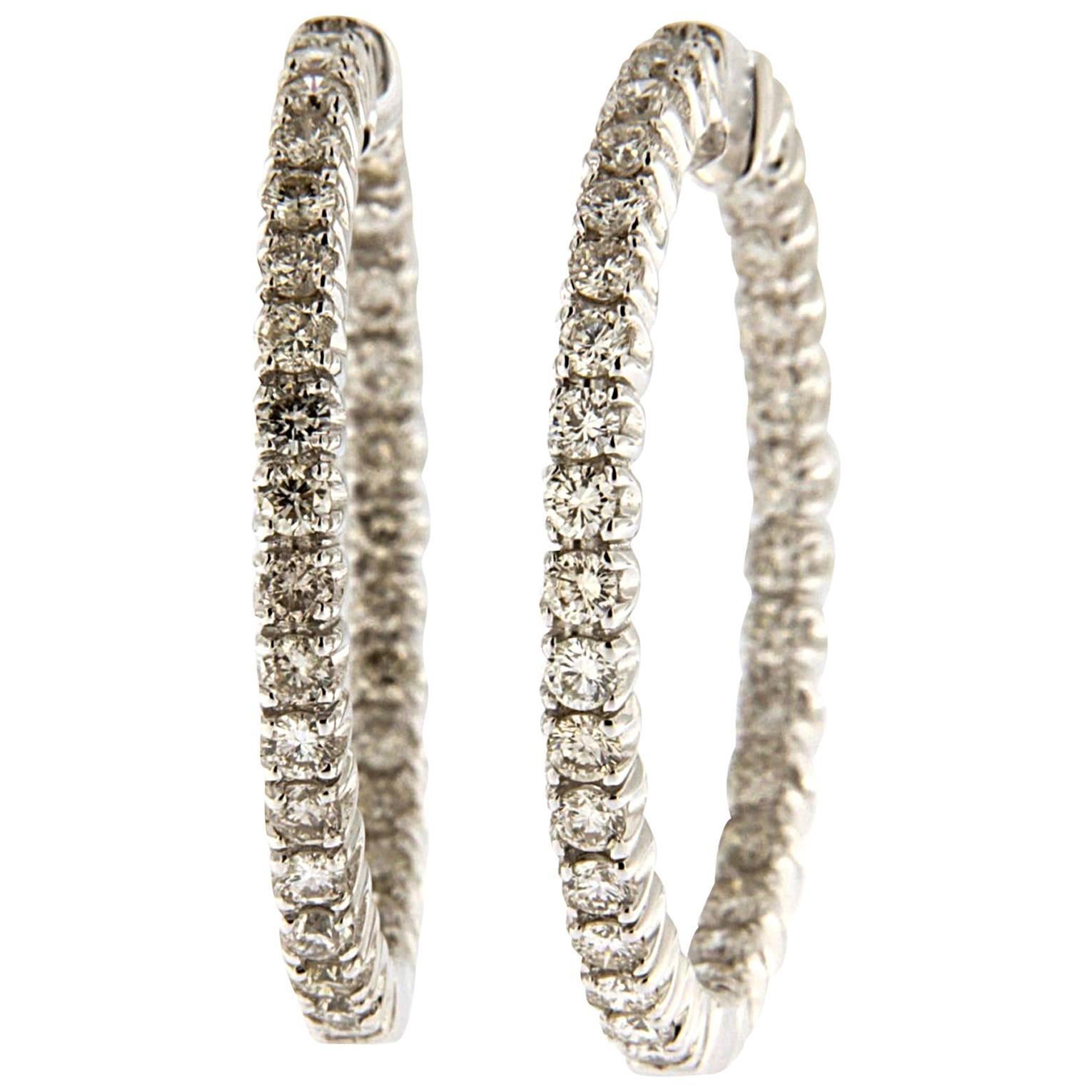 Jona White Diamond 18 Karat White Gold Hoop Earrings