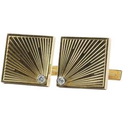 Empire Art Deco Diamond Gold Cufflinks