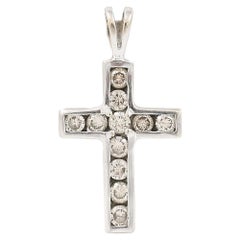 18ct White Gold 0.34ct Diamond Cross Cruciform Pendant Charm
