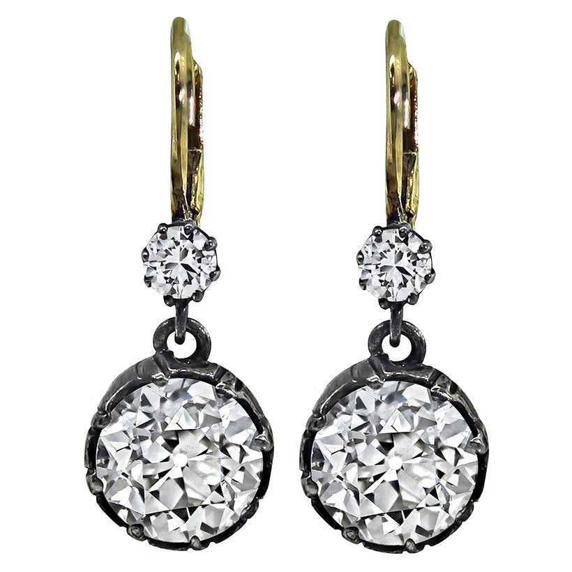 Vintage 3.52ct Diamond Earrings For Sale