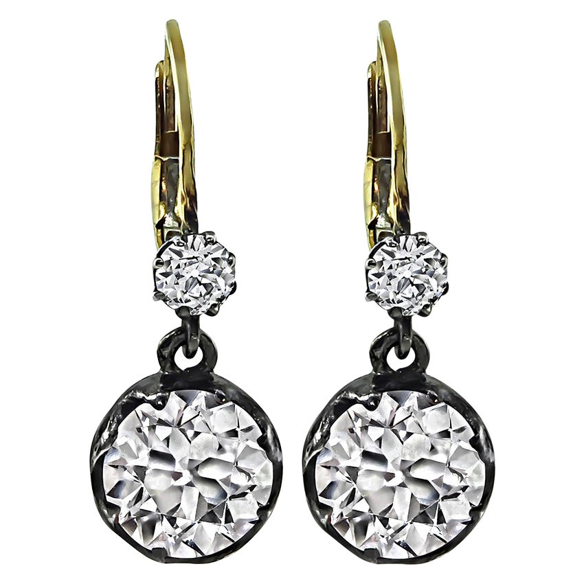 Victorian 3.82ct Diamond Earrings For Sale