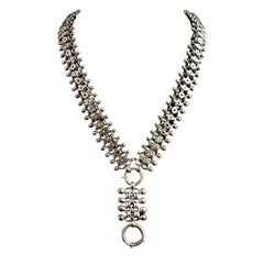 Victorian Silver Book Chain Necklace, Aesthetic Era