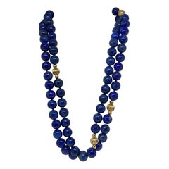 Lapis Lazuli 14 Karat Gold Bead Necklace