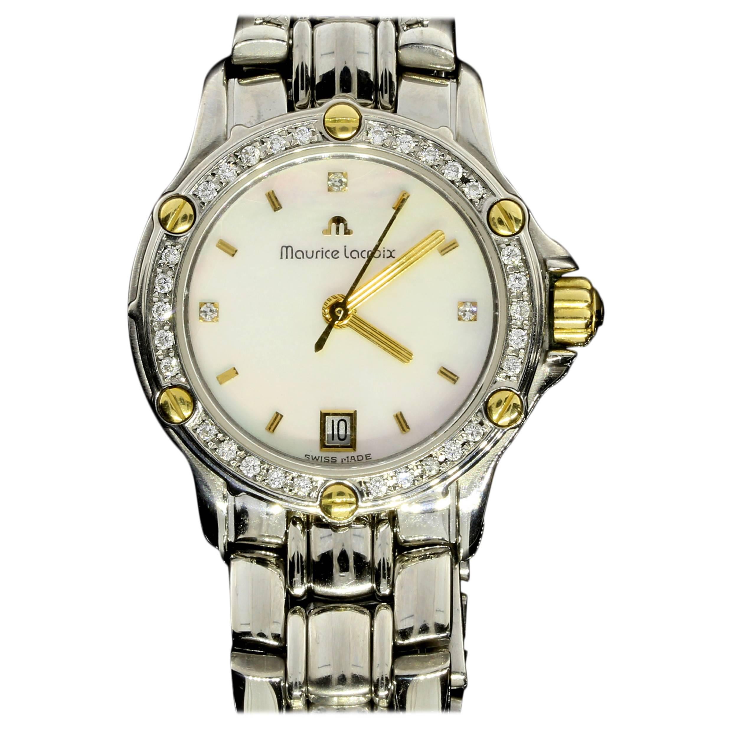 Maurice Lacroix Ladies Yellow Gold Stainless Steel Quartz Wristwatch Ref TI1034