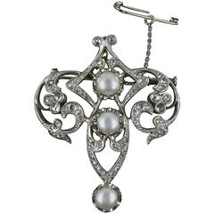 Antique Diamond and Pearl Brooch 9
