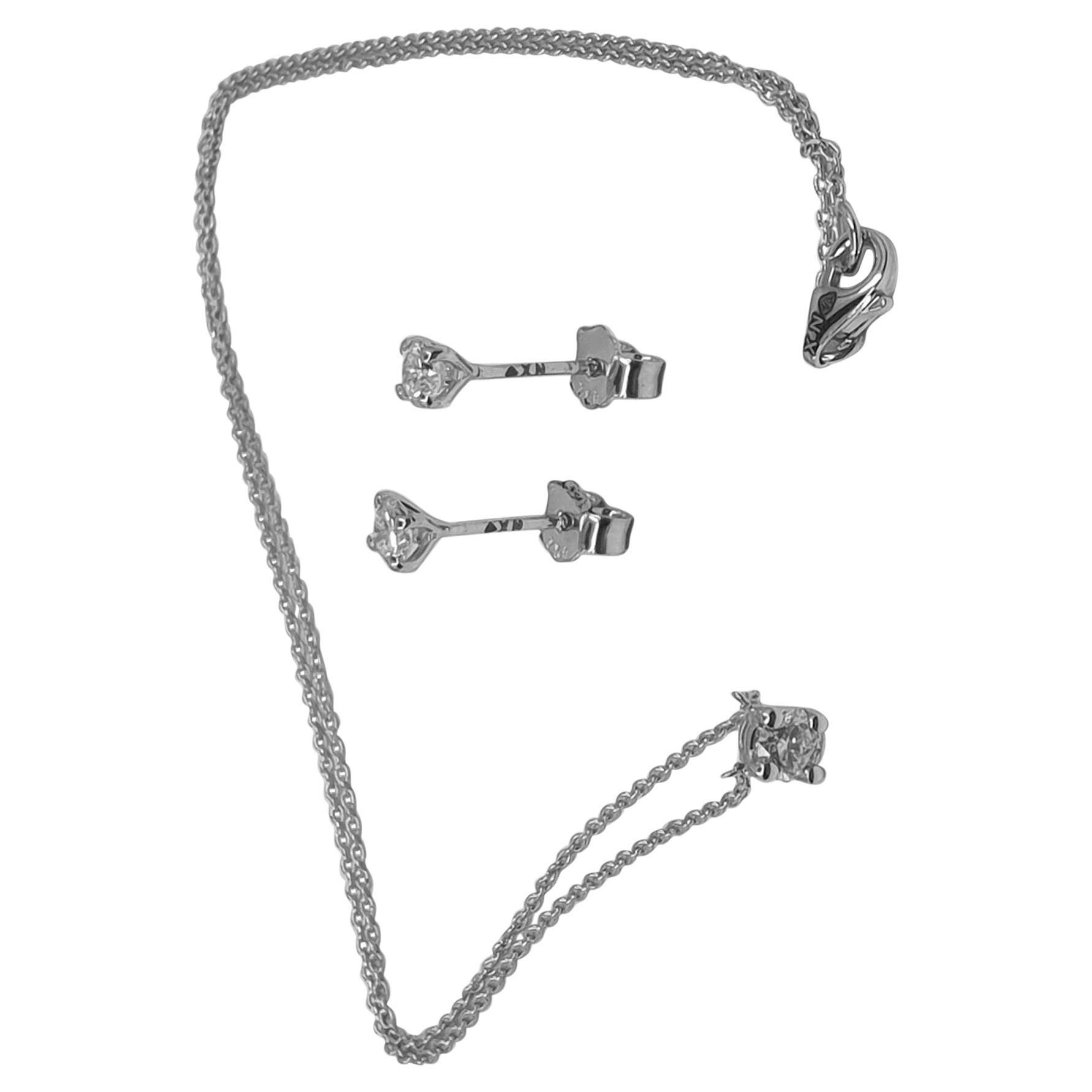 Boucles d'oreilles et collier solitaires en diamants certifiés GIA de 3 x 0,5 carats G/SI1 