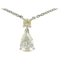 3.05 Carat Yellow and White Diamond Gold Necklace