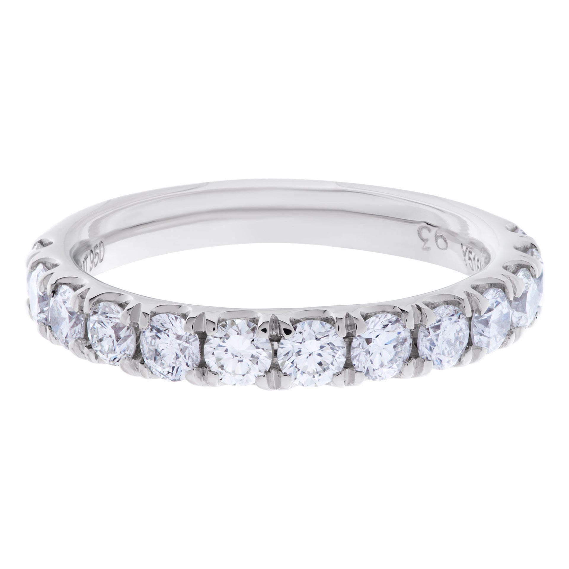 Semi Eternity Diamond Platinum Ring with Approximately 0.96 Carats in G-H Color