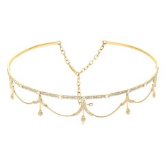 Luxle 1.46 Cttw. Diamond Adorable Choker Necklace in 14k Yellow Gold