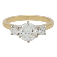 Certified Round Brilliant Diamond Three Stone Engagement Ring in 18k Gold