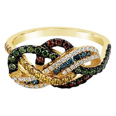 Le Vian Ring Featuring Blue/Green/White/Fancy Diamonds Set in 14k Honey Gold