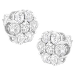 14K White Gold 4.0 Carat Diamond Flower Earring