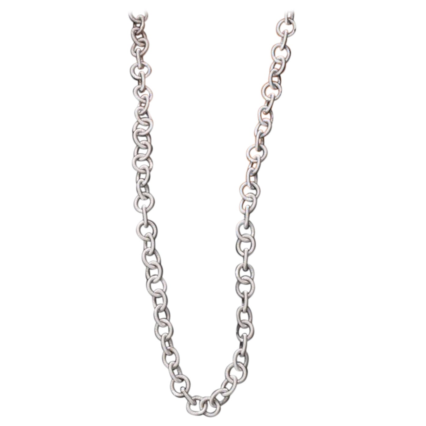 Alex Jona Sterling Silver Twisted Wire Long Chain Link Necklace