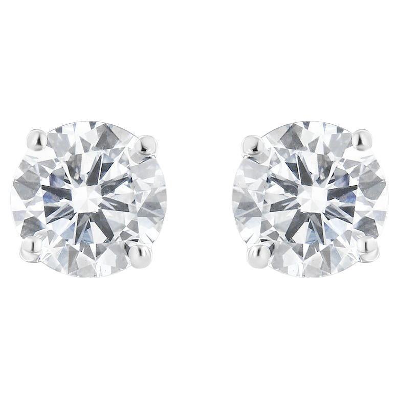 14K White Gold 1.0 Carat Solitaire Diamond Stud Earrings For Sale