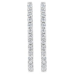 14K White Gold 2.0 Carat Diamond Hoop Earrings
