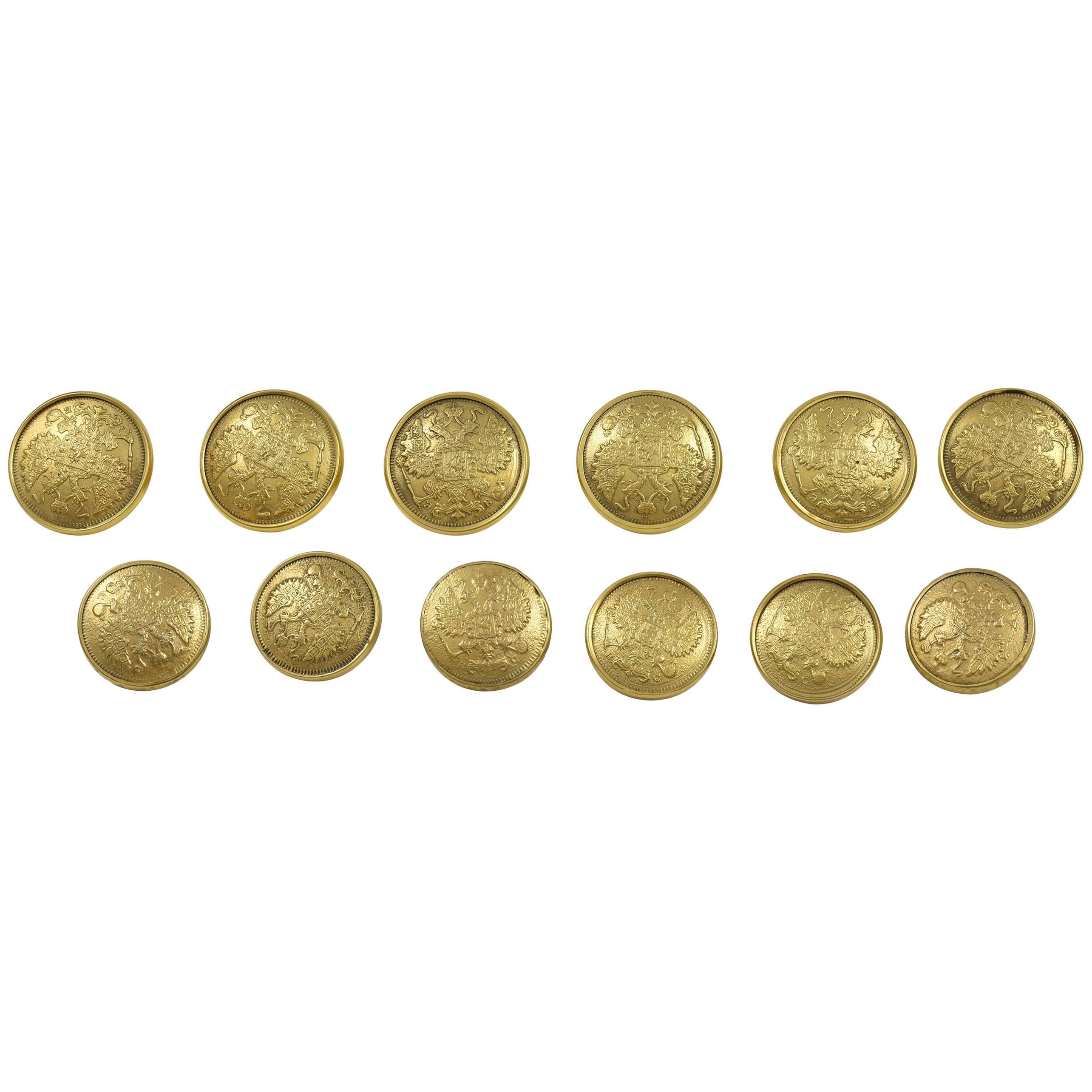 Antique Gold Blazer Button Set For Sale