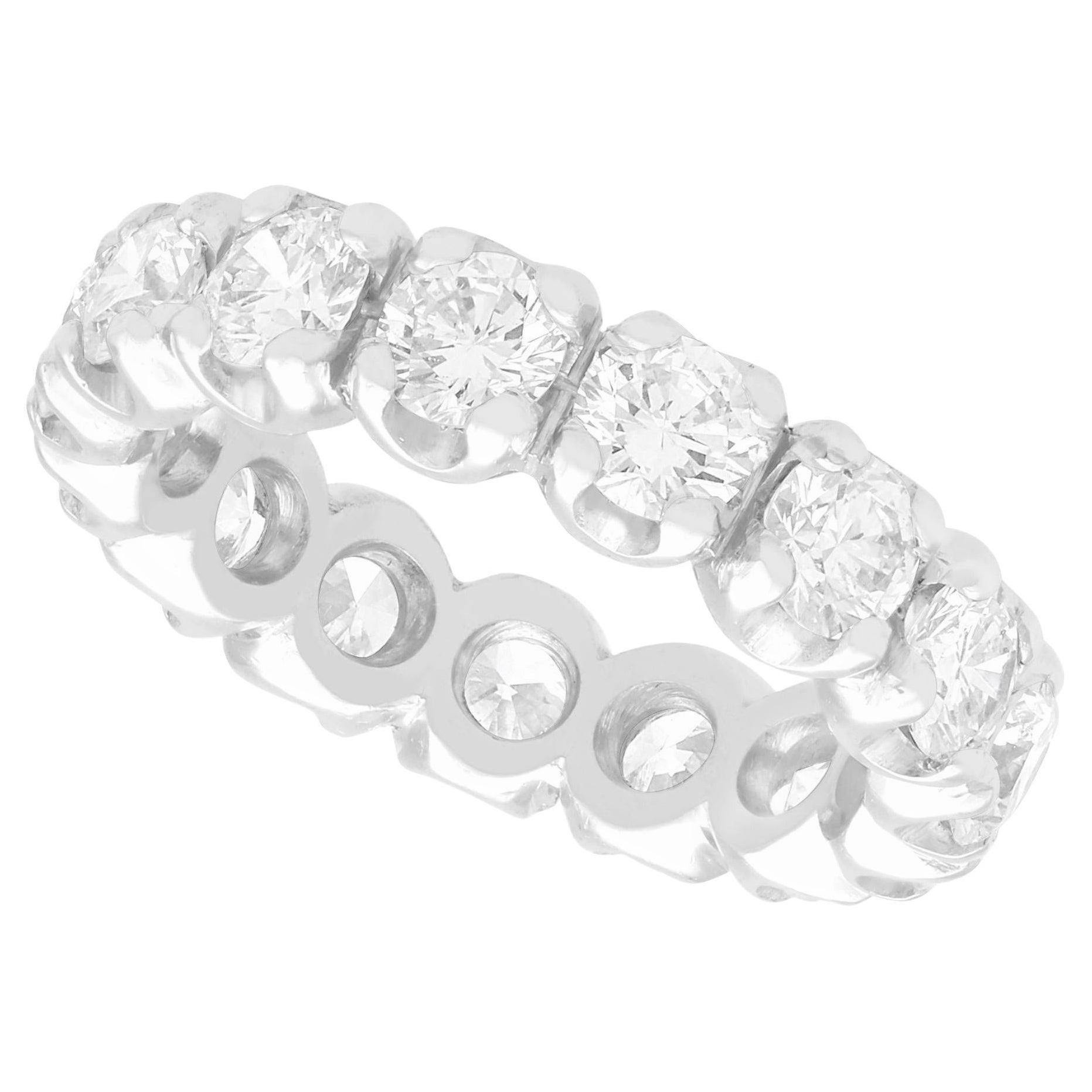 French 4.10 Carat Diamond Full Eternity Band in White Gold For Sale