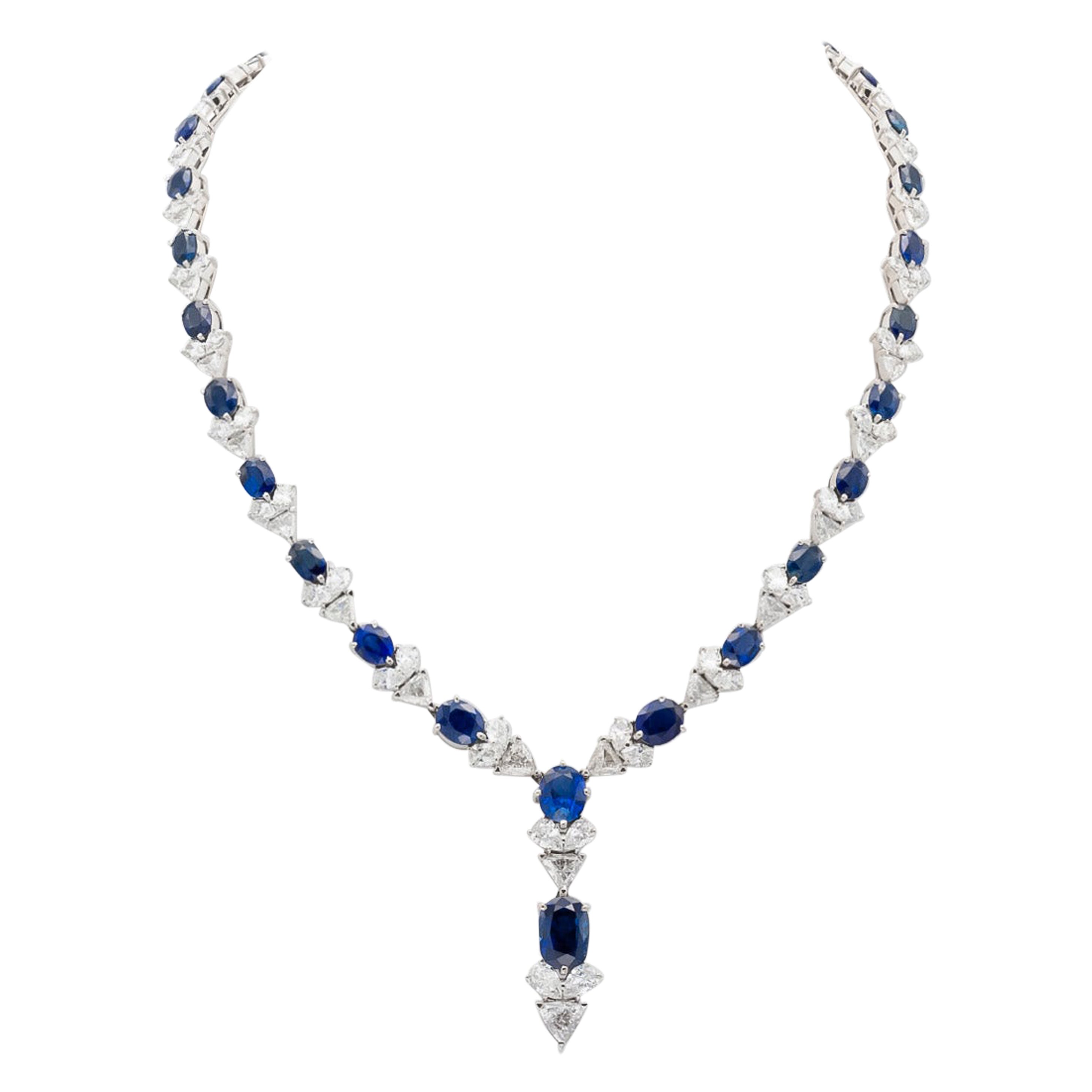 Sapphire and Diamond Drop Necklace